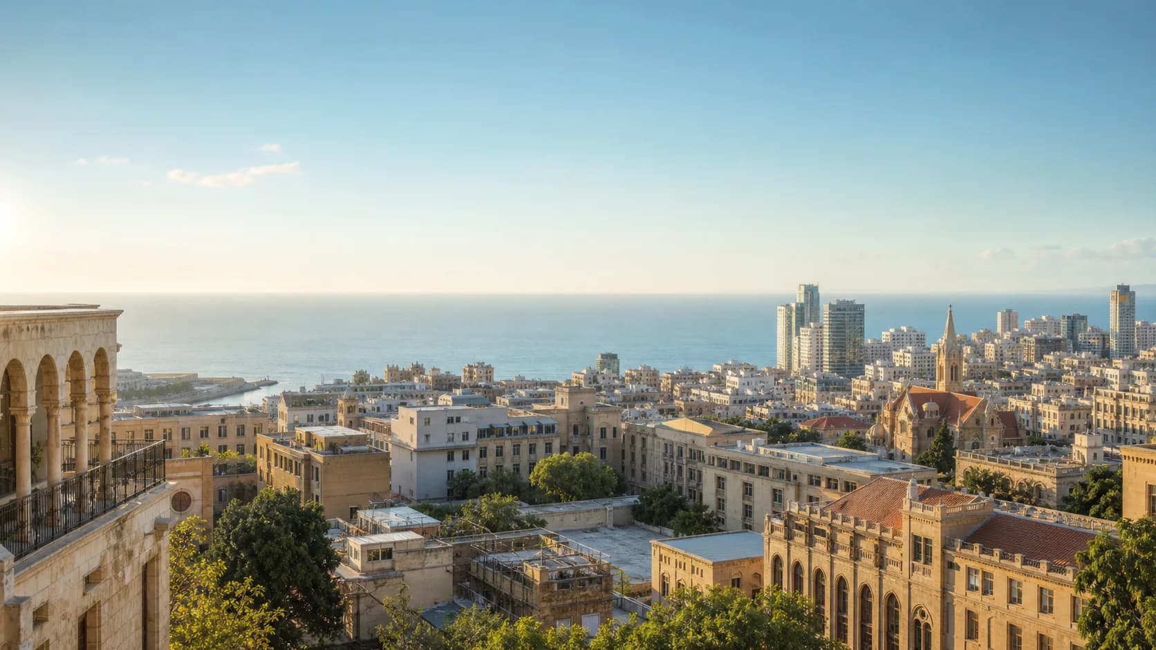 Panoramic view of Beirut and the Mediterranean